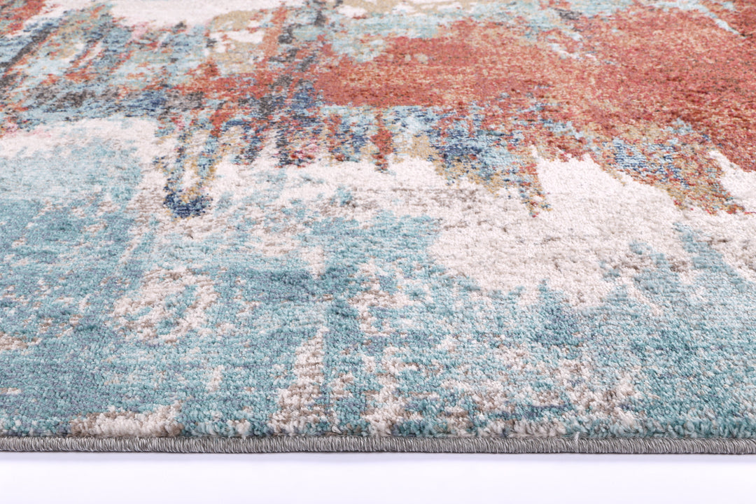 June Jorge Blue & Terracotta Abstract Rug