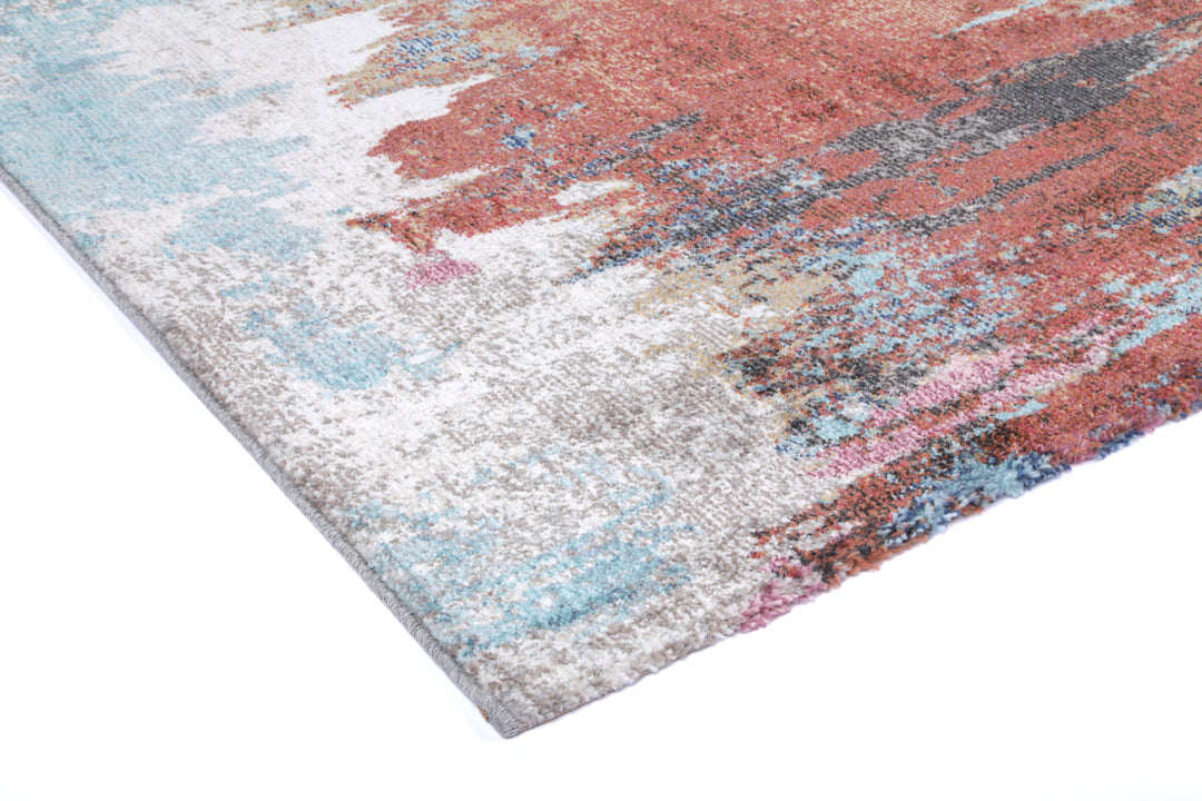June Jorge Blue & Terracotta Abstract Rug