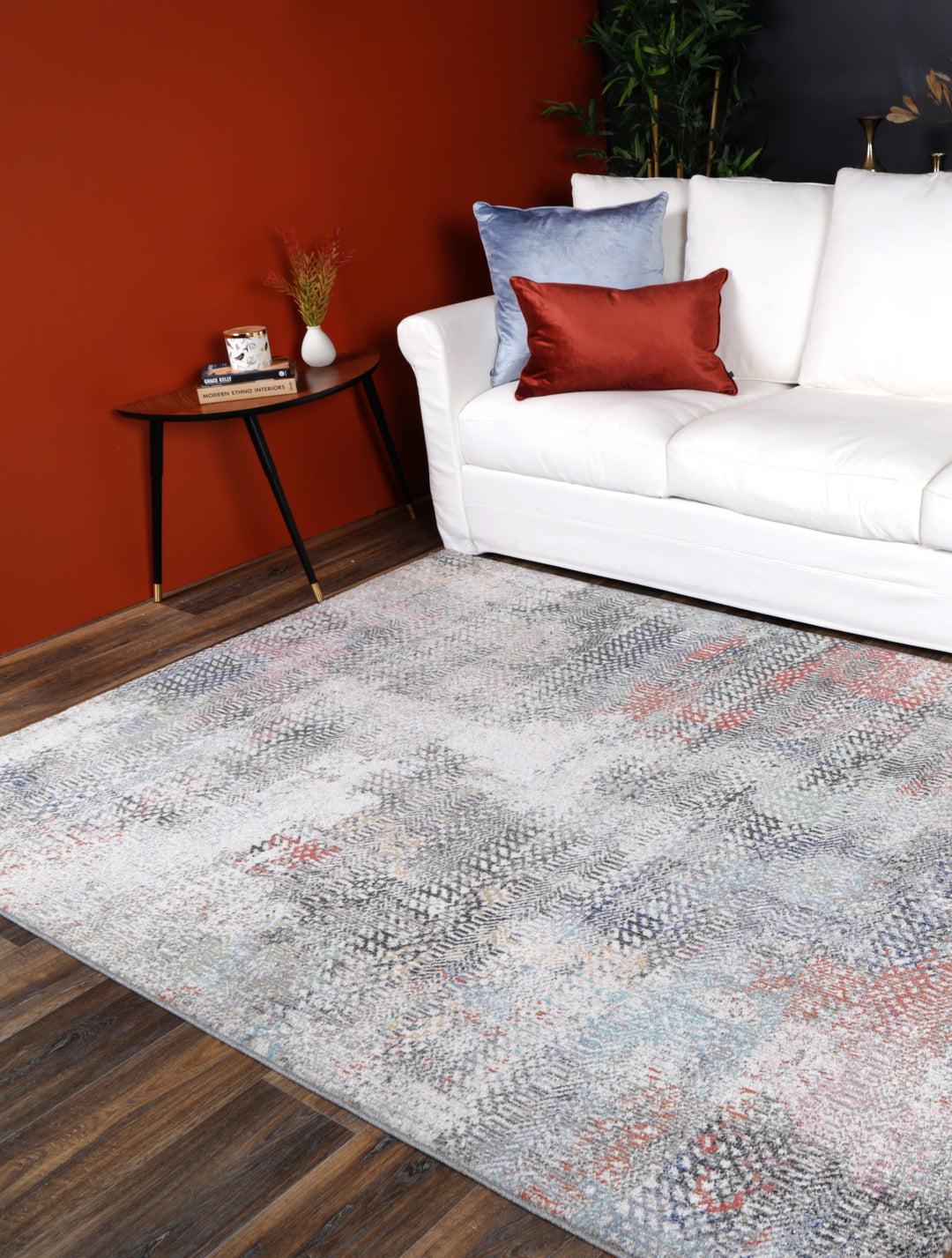 June Ernesto Grey & Terracotta Tribal Rug