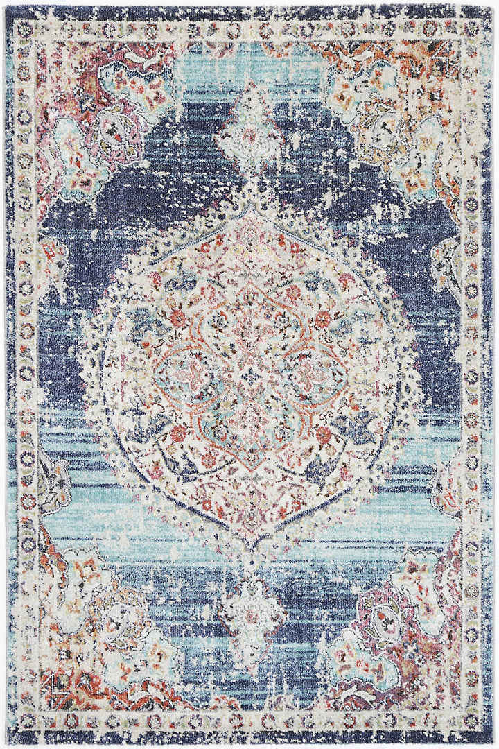 June Medallion Transitional Navy Multi Rug