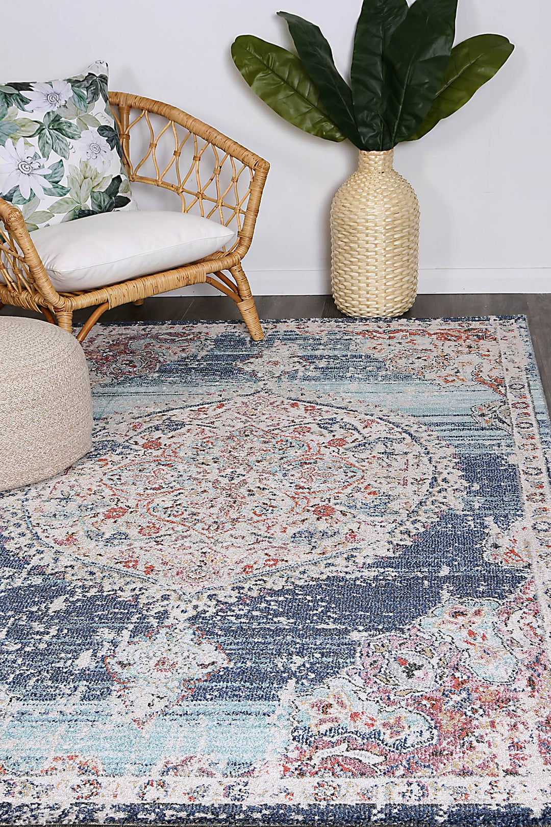 June Medallion Transitional Navy Multi Rug