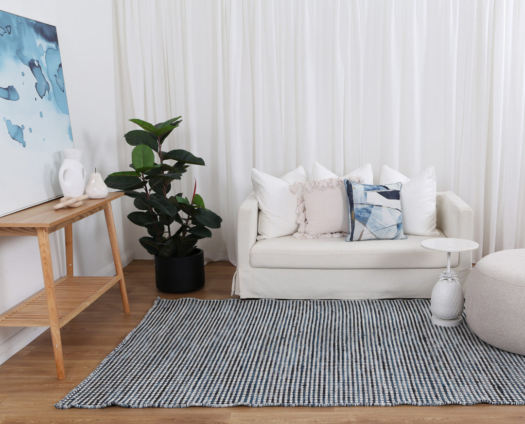 Nordic Teal Blue Reversible Wool Rug