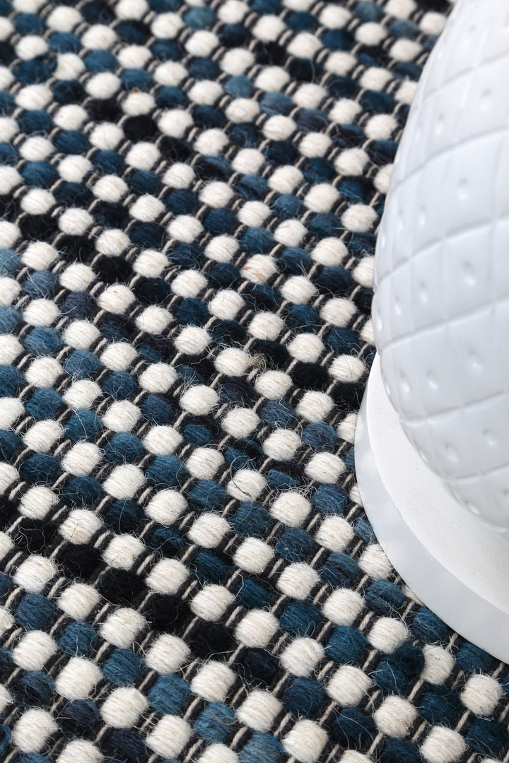 Nordic Teal Blue Reversible Wool Rug