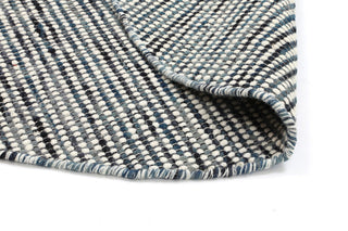 Nordic Teal Blue Reversible Wool Round Rug