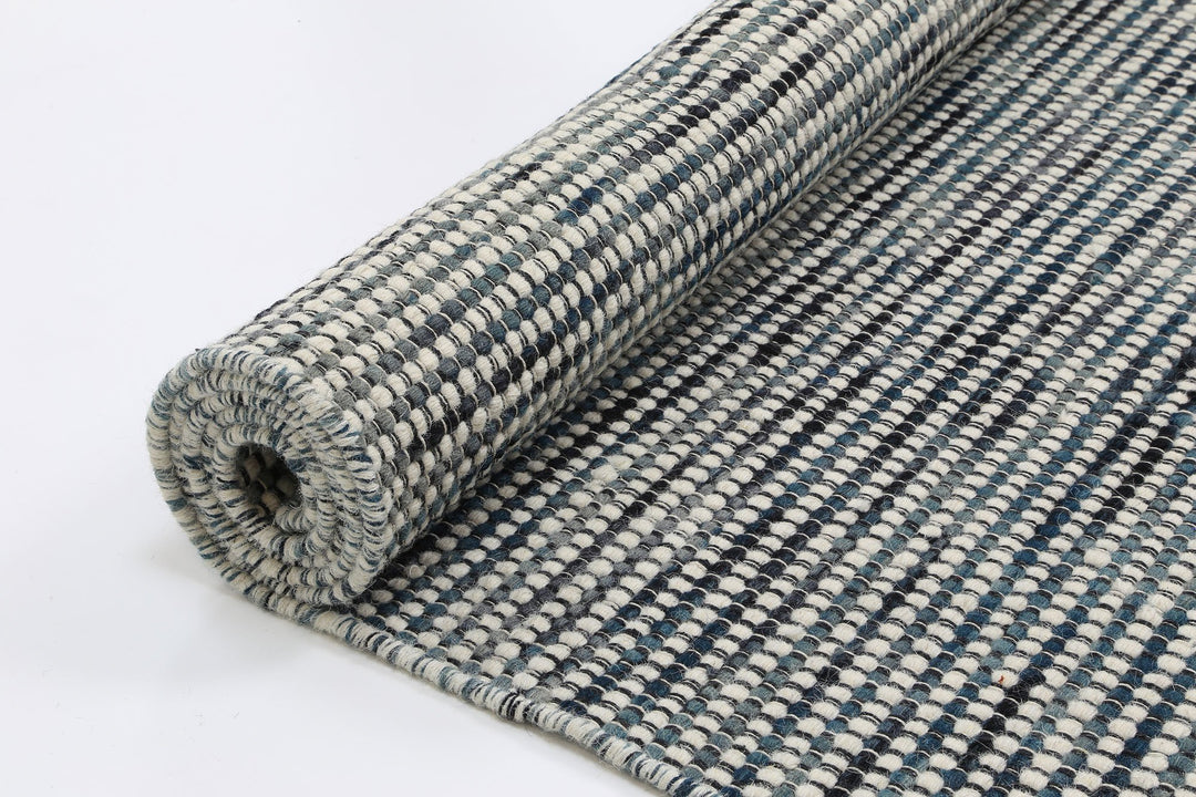Nordic Teal Blue Reversible Wool Rug