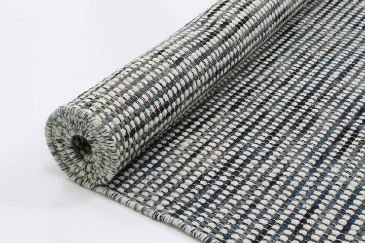 Nordic Teal Blue Reversible Wool Rug
