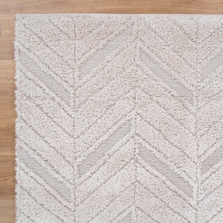 Tahoe Chevron Beige Shag Rug