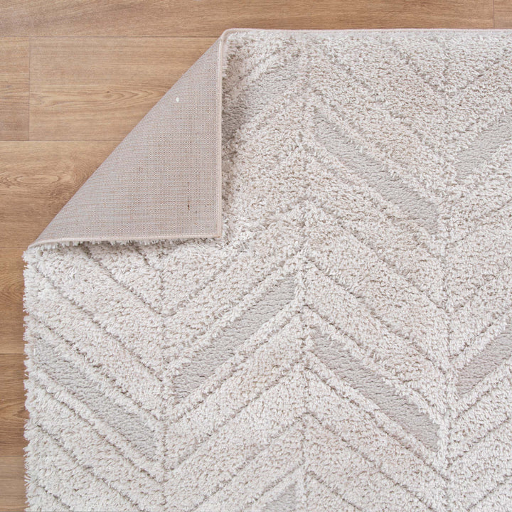 Tahoe Chevron Beige Shag Rug