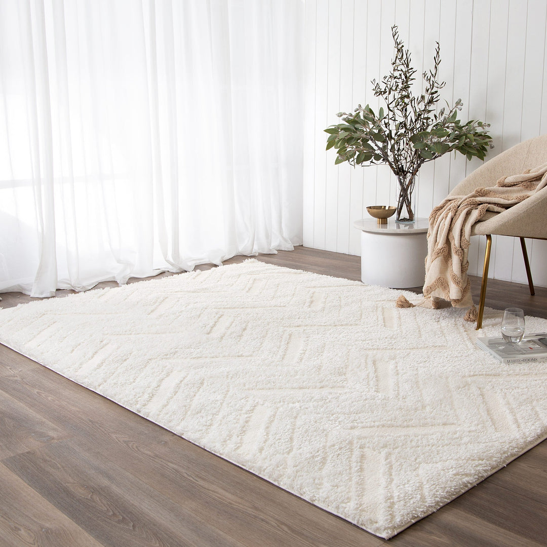 Tahoe Chevron Cream Shag Rug