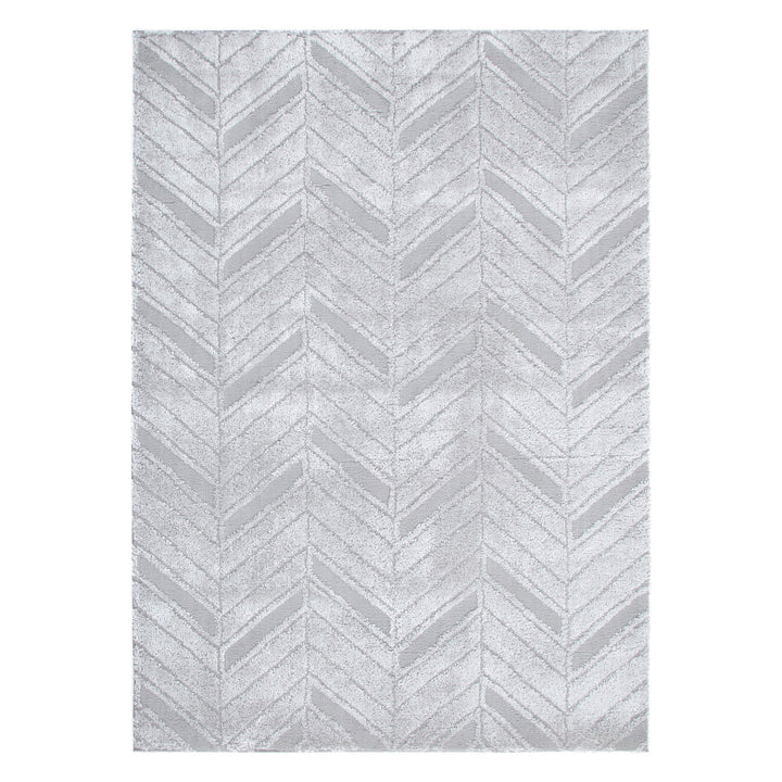 Tahoe Chevron Silver Shag Rug
