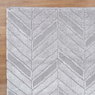 Tahoe Chevron Silver Shag Rug