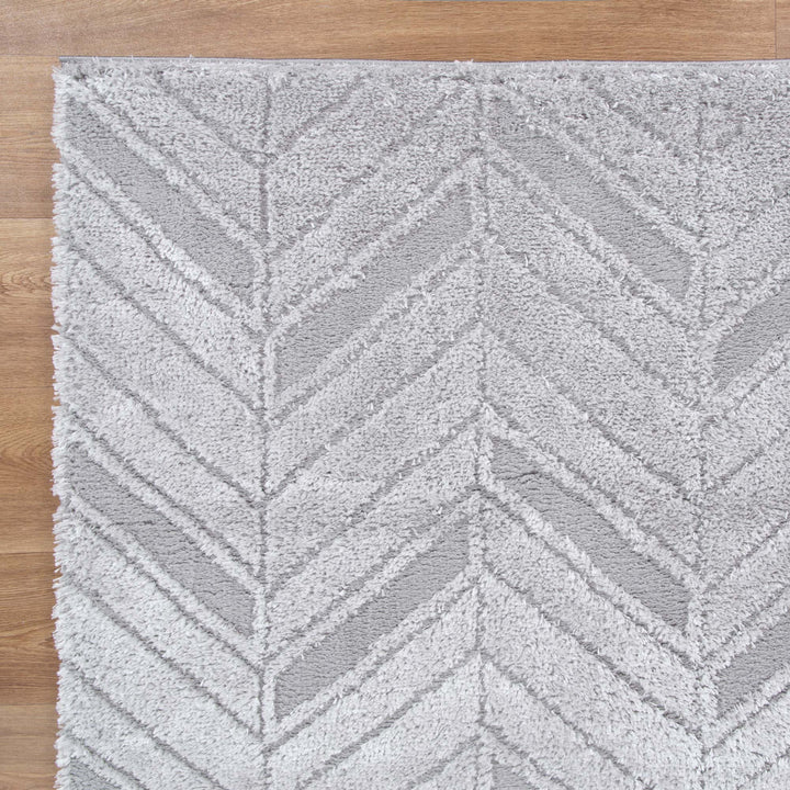 Tahoe Chevron Silver Shag Rug