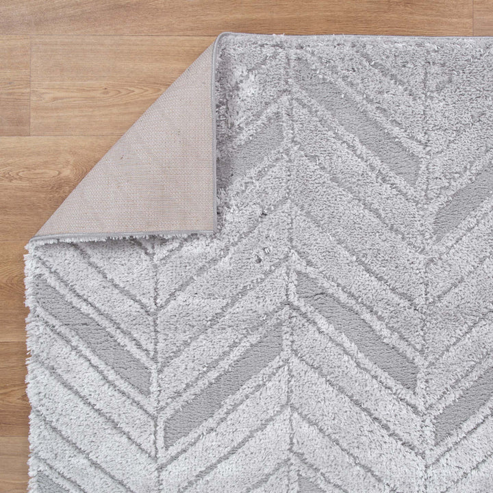 Tahoe Chevron Silver Shag Rug