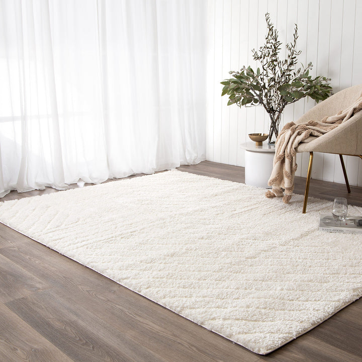 Tahoe Modern Cream Shag Rug