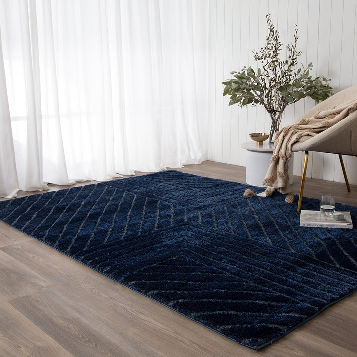 Tahoe Modern Navy Shag Rug