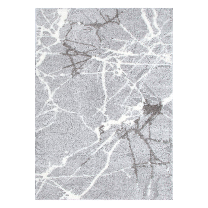 Tahoe Abstract Silver Shag Rug