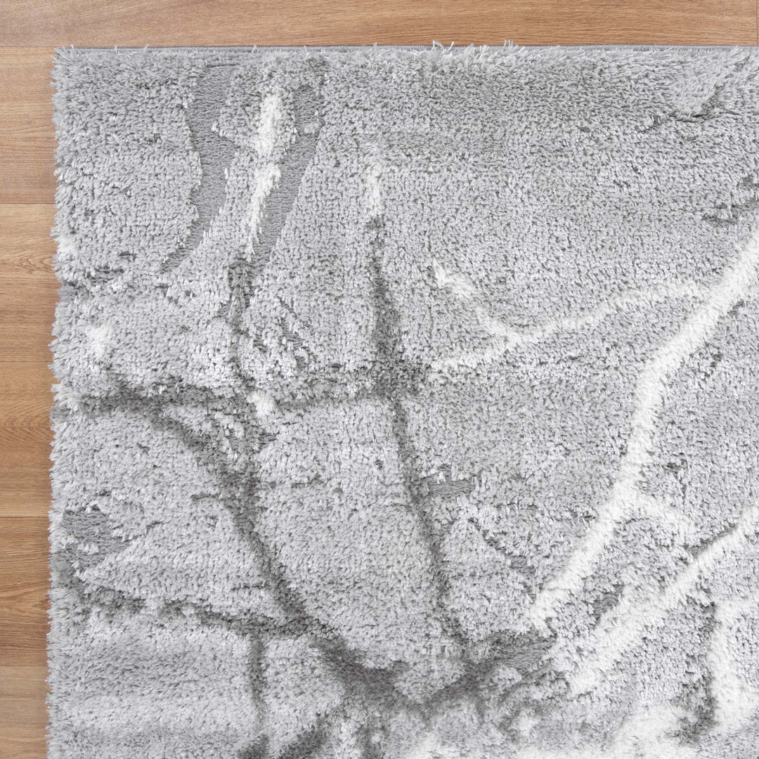 Tahoe Abstract Silver Shag Rug