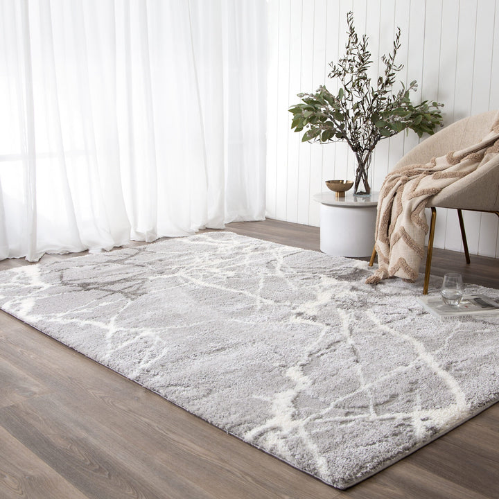Tahoe Abstract Silver Shag Rug