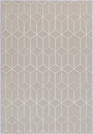 Yumi Maemae Beige Geometric Flatweave Rug