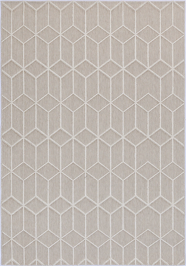 Yumi Maemae Beige Geometric Flatweave Rug