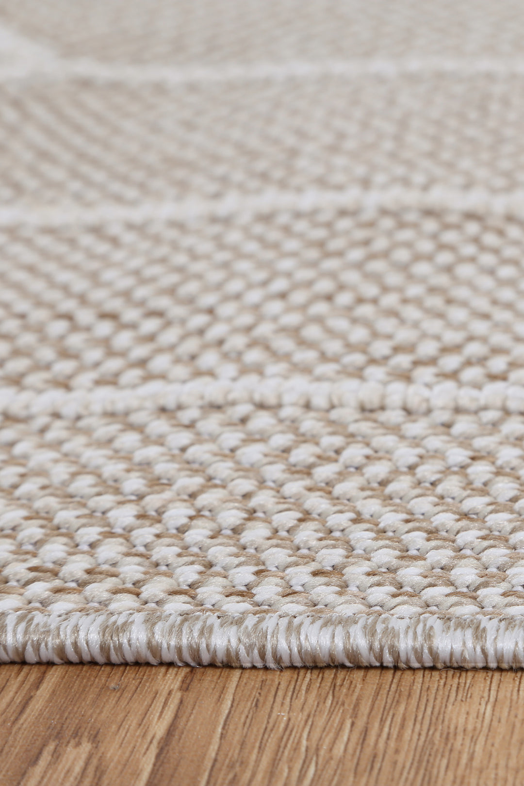 Yumi Maemae Beige Geometric Flatweave Rug