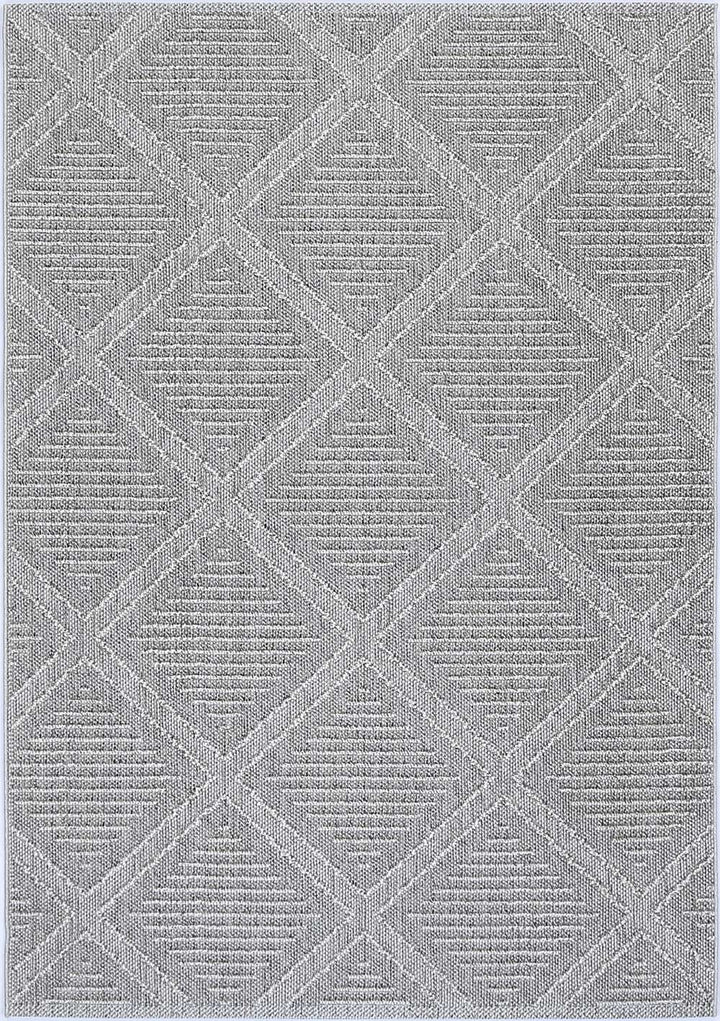 Yumi Vouza Grey Geometric Flatweave Rug