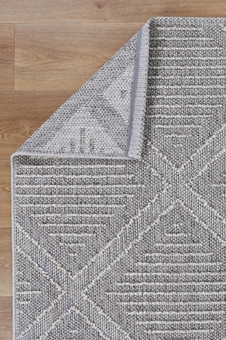 Yumi Vouza Grey Geometric Flatweave Rug