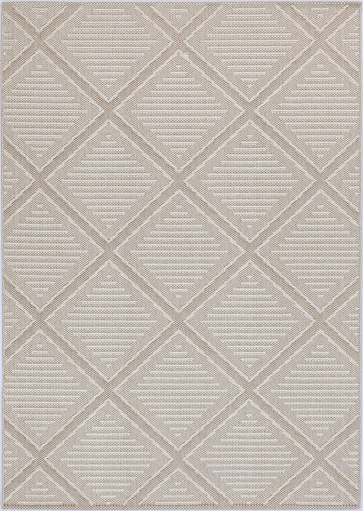 Yumi Kenilorea Beige Geometric Flatweave Rug