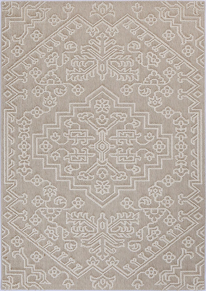 Yumi Waita Beige Tribal Flatweave Rug