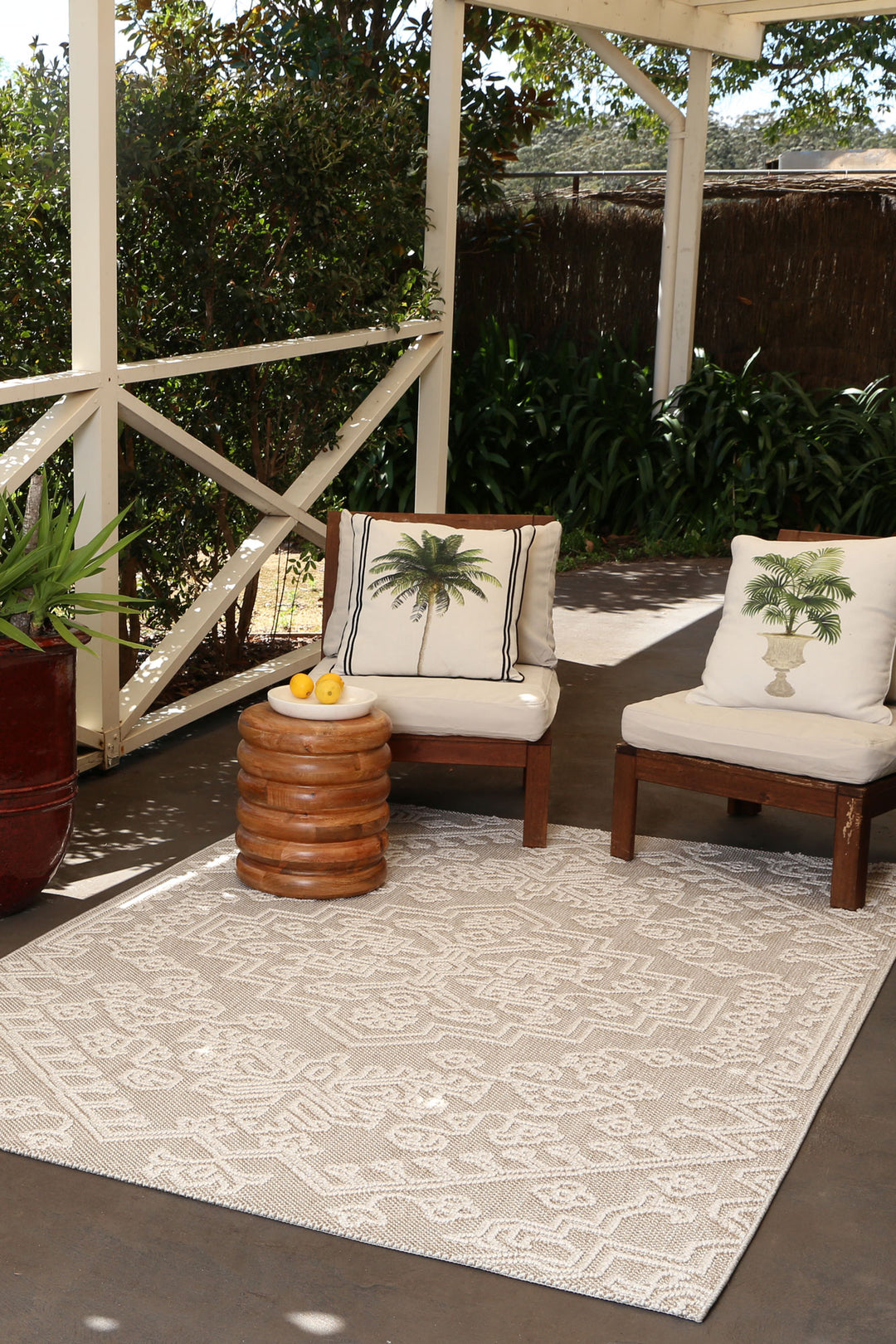 Yumi Waita Beige Tribal Flatweave Rug