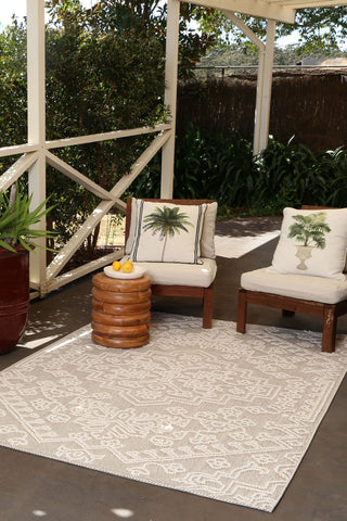 Yumi Waita Beige Tribal Flatweave Rug