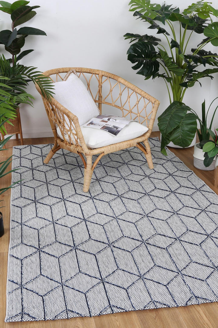Yumi Greenslade Charcoal Geometric Flatweave Rug