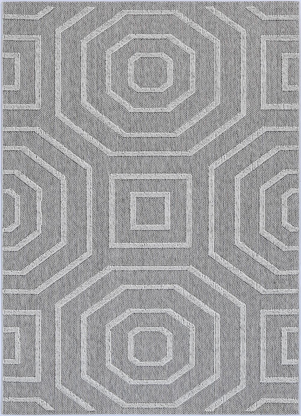 Yumi Devesi Grey Geometric Flatweave Rug
