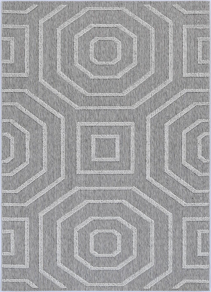 Yumi Devesi Grey Geometric Flatweave Rug