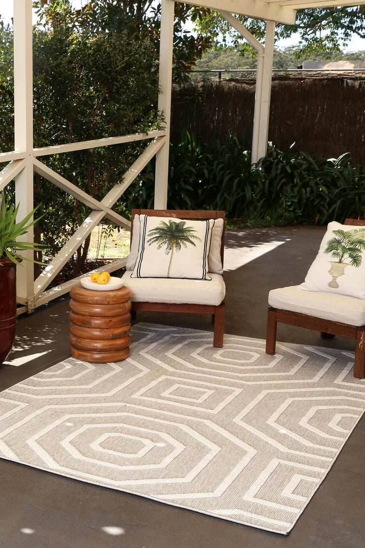 Yumi Lui Beige Geometric Flatweave Rug