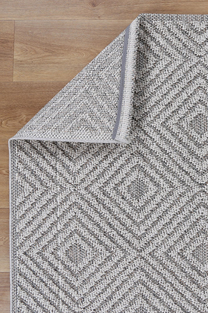 Yumi Fugui Grey Geometric Flatweave Rug
