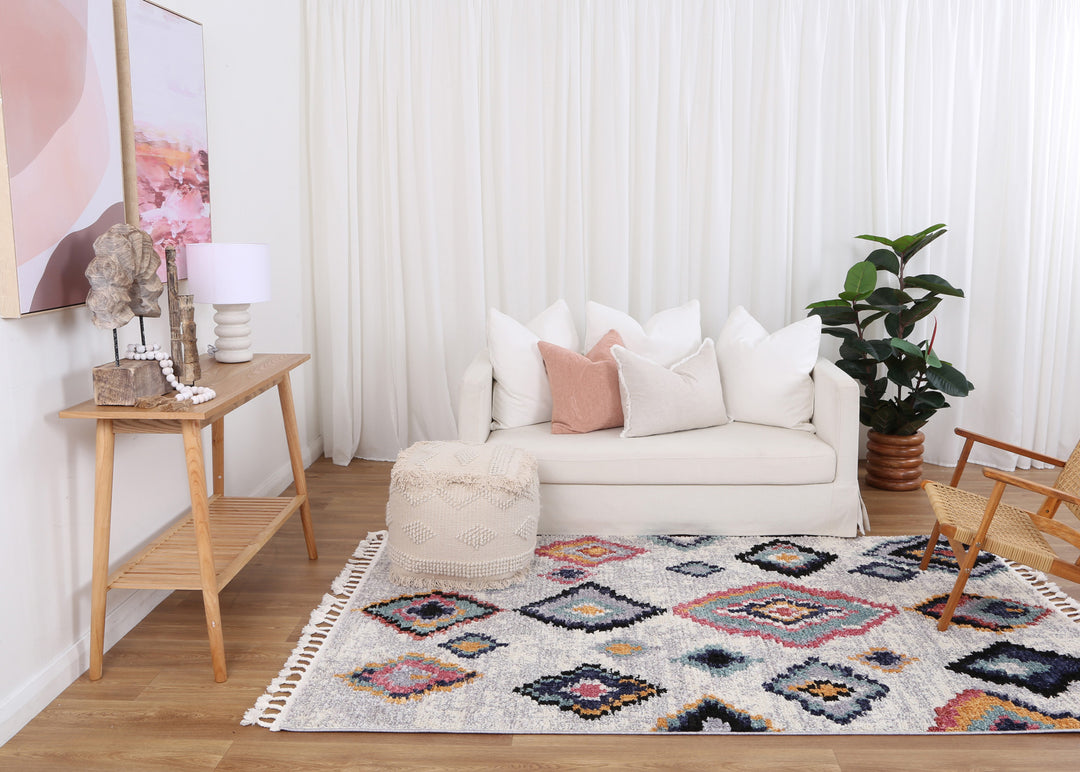 Hal Vintage Boho Agadir White Rug