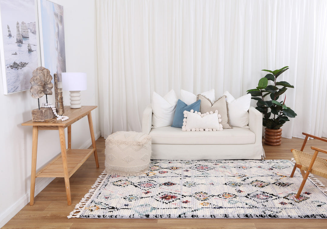 Hal Vintage Boho Taza White Rug